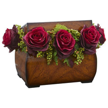 Load image into Gallery viewer, Roses Artificial Arrangement in Decorative Chest