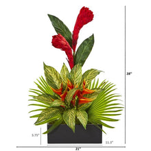 Load image into Gallery viewer, Tropical Artificial Arrangement in Black Vase