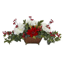 Load image into Gallery viewer, Poinsettia, Hydrangea and Ivy Artificial Arrangement