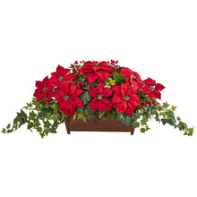 Load image into Gallery viewer, Poinsettia, Puff Ivy and Holly Berry Artificial Arrangement