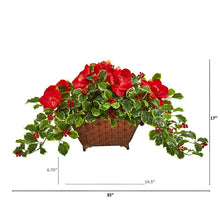 Load image into Gallery viewer, Amaryllis, Holly Leaf with Berries Artificial Arrangement