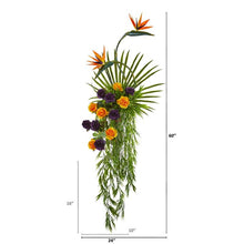 Load image into Gallery viewer, Rose, Bird of Paradise and Fan Palm Artificial Arrangement in Urn