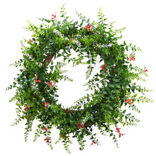 Load image into Gallery viewer, 18" Floral & Fern Double Ring Wreath w/Twig Base