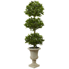 Load image into Gallery viewer, 5.5'Triple Bay Leaf Topiary Artificial Tree in Urn UV Resistant (Indoor/Outdoor)
