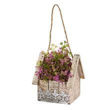 Load image into Gallery viewer, Sedum and Eucalyptus Artificial Plant in Birdhouse Hanging Basket