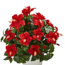 Load image into Gallery viewer, Hibiscus Artificial Plant in White Tower Planter