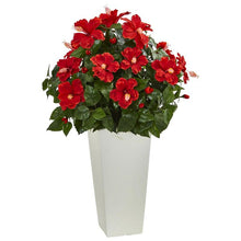 Load image into Gallery viewer, Hibiscus Artificial Plant in White Tower Planter