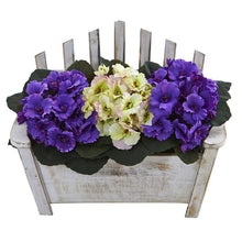 Load image into Gallery viewer, African Violet Artificial Plant in Wooden Bench Planter