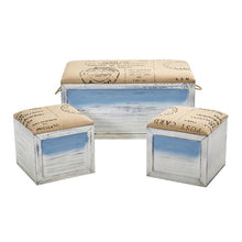 Load image into Gallery viewer, Ocean Breeze Storage Boxes, Bench and Seating Set (Set of 3)