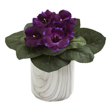Load image into Gallery viewer, Gloxinia Artificial Plant in Marble Finished Vase (Set of 2)