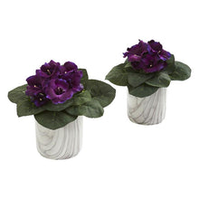 Load image into Gallery viewer, Gloxinia Artificial Plant in Marble Finished Vase (Set of 2)