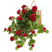 Load image into Gallery viewer, 18" Geranium Artificial Plant in Decorative Hanging Frame