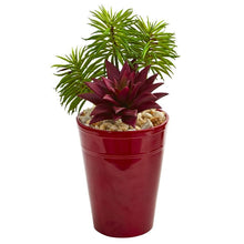 Load image into Gallery viewer, Mixed Succulents Artificial Plant in Burgundy Vase (Set of 2)