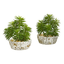 Load image into Gallery viewer, Succulent Artificial Plant in Weathered Oak Planter (Set of 2)