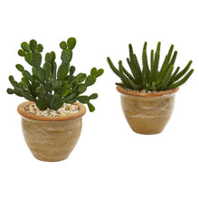 Load image into Gallery viewer, Cactus Succulent Artificial Plant in Ceramic Vase (Set of 2)
