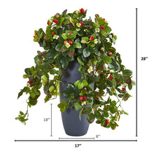 Load image into Gallery viewer, 28" Strawberry Artificial Plant in Gray Planter