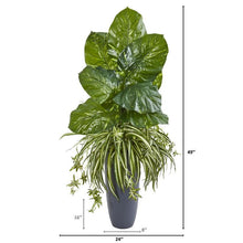Load image into Gallery viewer, 49" Spider and Pothos Artificial Plant in Gray Planter