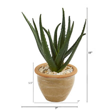 Load image into Gallery viewer, 15" Aloe Artificial Plant in Decorative Vase