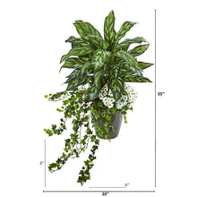 Load image into Gallery viewer, 35" Silver King, Ivy and Daisy Artificial Plant in Decorative Planter