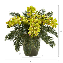 Load image into Gallery viewer, 16" Phalaenopsis Orchid and Cycas Artificial Plant in Decorative Planter
