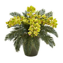 Load image into Gallery viewer, 16" Phalaenopsis Orchid and Cycas Artificial Plant in Decorative Planter