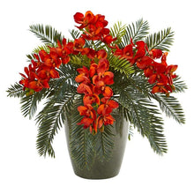 Load image into Gallery viewer, 16" Phalaenopsis Orchid and Cycas Artificial Plant in Decorative Planter