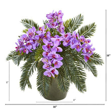 Load image into Gallery viewer, 16" Phalaenopsis Orchid and Cycas Artificial Plant in Decorative Planter