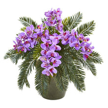 Load image into Gallery viewer, 16" Phalaenopsis Orchid and Cycas Artificial Plant in Decorative Planter