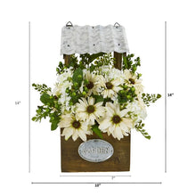 Load image into Gallery viewer, 14" Mixed Daisy Artificial Plant in Tin Roof Planter