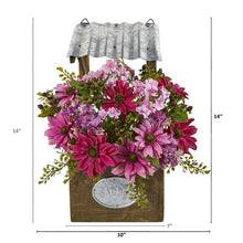 Load image into Gallery viewer, 14" Mixed Daisy Artificial Plant in Tin Roof Planter
