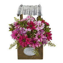 Load image into Gallery viewer, 14" Mixed Daisy Artificial Plant in Tin Roof Planter