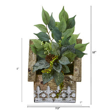 Load image into Gallery viewer, 12" Mixed Ficus and Fittonia Artificial Plant in Hanging Floral Design House Planter