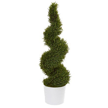 Load image into Gallery viewer, 50" Rosemary Spiral Topiary Artificial Tree in White Planter (Indoor/Outdoor)