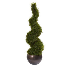 Load image into Gallery viewer, 49" Rosemary Spiral Topiary Artificial Tree in Bowl (Indoor/Outdoor)