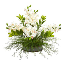 Load image into Gallery viewer, Cymbidium Orchid and Zamioculcas Artificial Arrangement