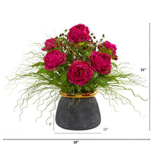 Load image into Gallery viewer, Peony and Grass Artificial Arrangement in Designer Vase