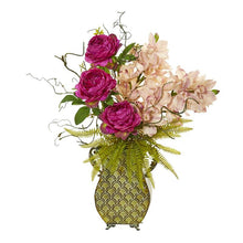 Load image into Gallery viewer, Cymbidium Orchid, Peony and Grass Artificial Arrangement