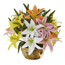 Load image into Gallery viewer, Lily Artificial Arrangement in Gold Vase