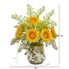 Load image into Gallery viewer, Gerber Daisy and Maiden Hair Artificial Arrangement in Vase