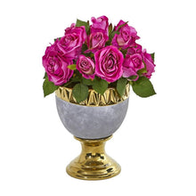 Load image into Gallery viewer, Rose Artificial Arrangement in Urn with Gold Trimming