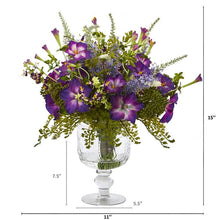 Load image into Gallery viewer, Morning Glory Artificial Arrangement in Royal Glass Urn