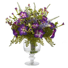 Load image into Gallery viewer, Morning Glory Artificial Arrangement in Royal Glass Urn