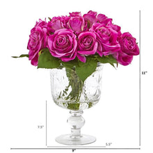 Load image into Gallery viewer, Rose Artificial Arrangement in Royal Glass Urn