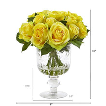 Load image into Gallery viewer, Rose Artificial Arrangement in Royal Glass Urn