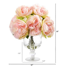 Load image into Gallery viewer, Peony Artificial Arrangement in Royal Glass Urn