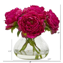 Load image into Gallery viewer, Peony Artificial Arrangement in Glass Vase