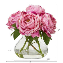 Load image into Gallery viewer, Peony Artificial Arrangement in Glass Vase