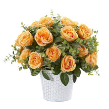 Load image into Gallery viewer, 16" Rose and Eucalyptus Artificial Arrangement in Tin Vase