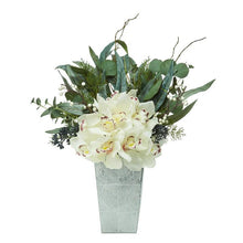 Load image into Gallery viewer, 21" Cymbidium Orchid and Eucalyptus Artificial Arrangement