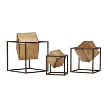 Load image into Gallery viewer, Madison Park Quad Gold Cube Decor Set Of 3 MP167-0093 By Olliix